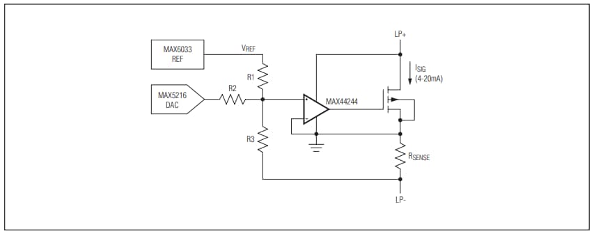 アプリケーション回路図 - Maxim Integrated MAX44248オペアンプ